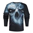 thumbnail image 3 of Camiseta informal holgada de cuello redondo con estampado de manga larga para hombre, blusa tipo túnica, 3 of 8