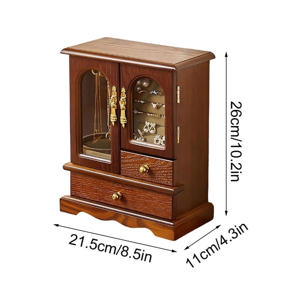 Kendal Wooden Jewelry Box for Women Graduation Gift Solid Jewelry Organizer Day Gifts Wood Jewelry Case with Mirror for Necklaces Earring Rings