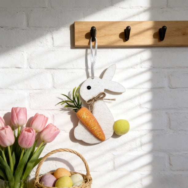 Decoraciones de Pascua, adornos de Pascua, regalos de Pascua, fieltros de Pascua, adorno de conejo y zanahoria, colgantes de tela no tejida