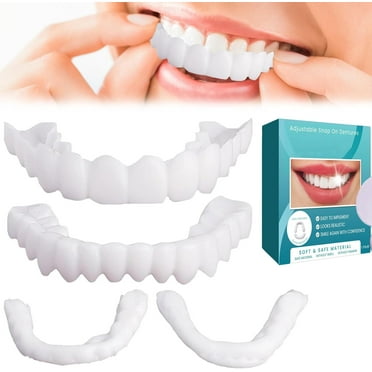 1 Pair Adjustable Snap On Dentures, Orthodontic Denture Kit,Fake Braces Straightening Kit,Temporary Dentures Teeth for Women and Men