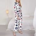 thumbnail image 3 of Fotbe Sailing Marine Travel Conjunto de Pijama de Manga Larga para Mujer con Estampado, Ropa de Dormir de 2 Piezas, Conjunto de Casa Suave y Cómodo con Bolsillos-Small, 3 of 7
