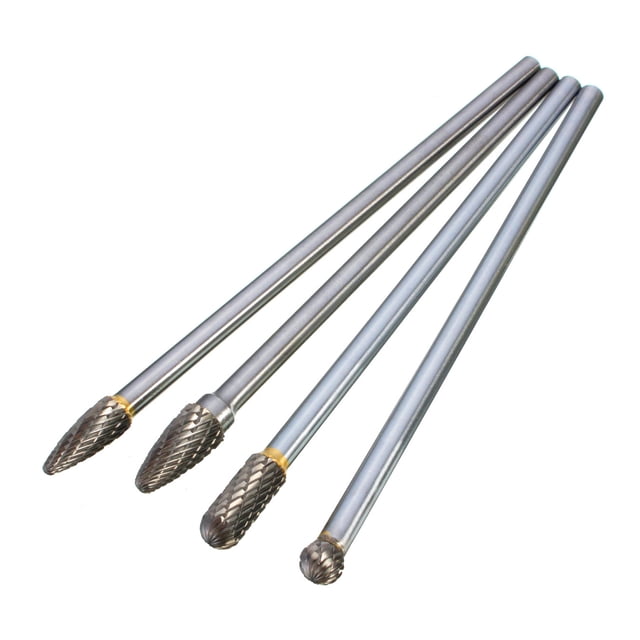 4 piezas de acero de tungsteno 1/4 `` vástago de corte rotativo rebabas 10 mm diámetro del borde de Tomshoo Broca