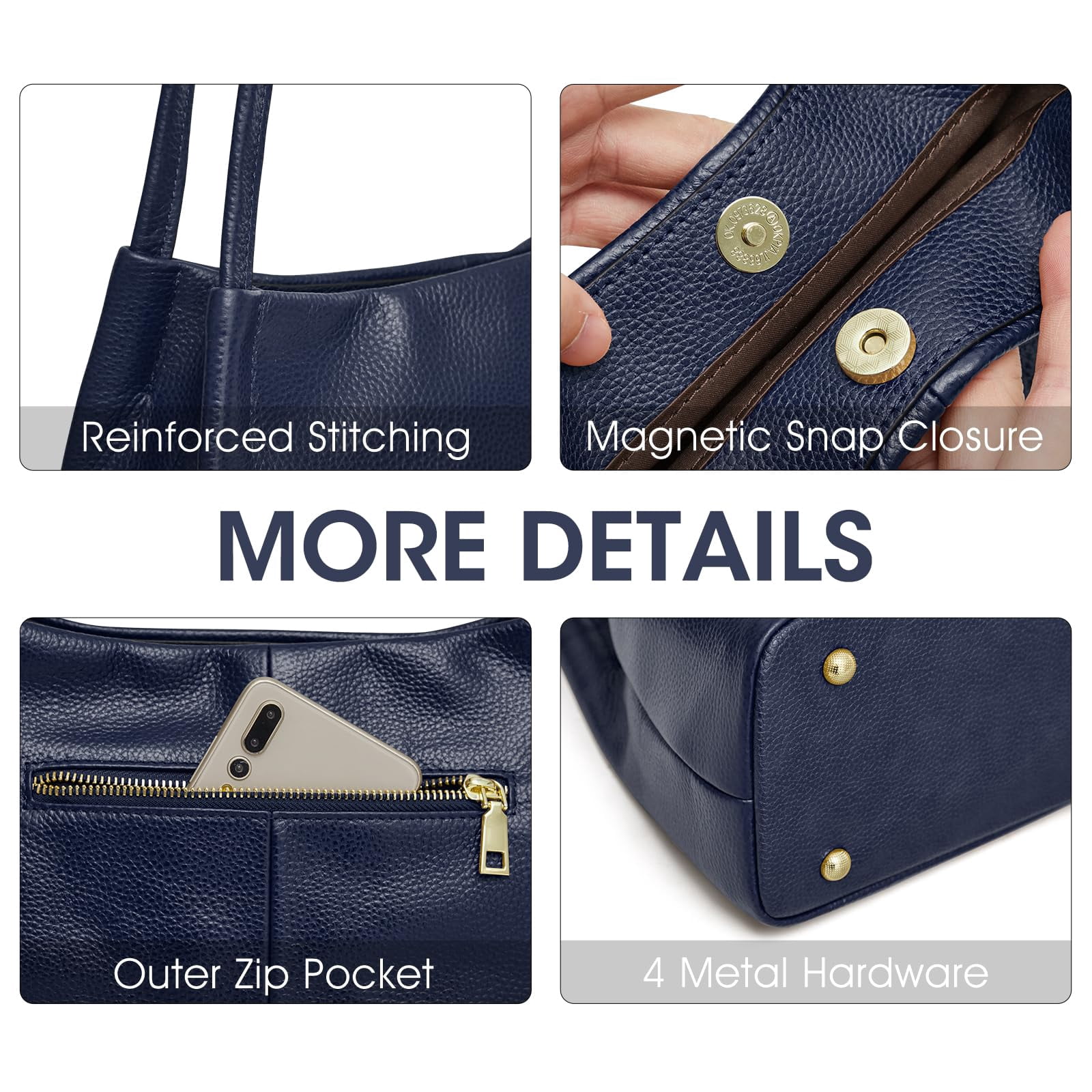 Kattee Leather Purses and Handbags for Women, Soft Genuine Leather Shoulder Hobo Bags with Top Magnetic Snap Closure