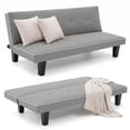 thumbnail image 3 of Lifarythm Futon Sofa Bed, Futon Couch with 3 Adjustable Backrest Convertible Twin Size Modern PU Leather Sleeper Sofa for Living Room 69", Gray, 3 of 9