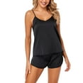 thumbnail image 2 of Deago 2 Piece Women V Neck Sexy Lingerie Satin Sleepwear Pajamas Cami Shorts Set Nightwear (Black, S), 2 of 6