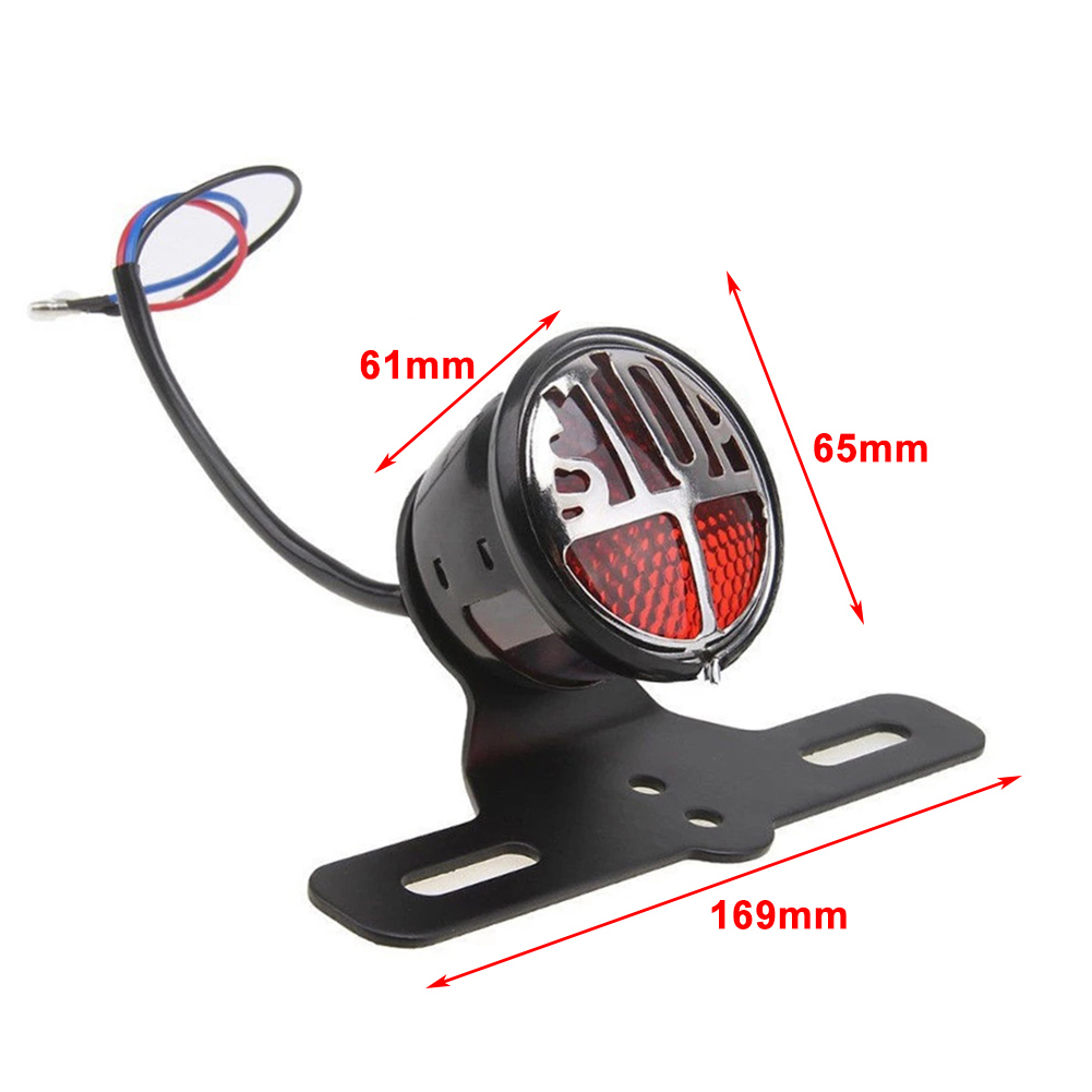 NS Motorcycle LED License Plate Rear Brake Tail Light Round Stop Vintage Lamp Indicator for Harley Bobber Chopper Bikes