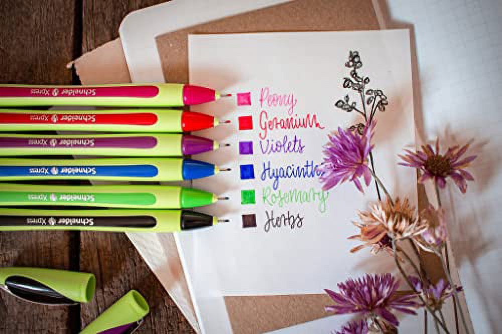 Schneider Xpress Premium Fineliner, 0.8 mm Porous Point, Light Green Ink, Pink Ink, Box of 10 Pens (190009)