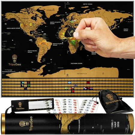 Innovative Scratch Off World Map | Scratch Map Makes Excellent Wall Art for Frequent Travelers | One of the Best Travel Gifts for Globetrotters | Map Poster is Great Decor for Home, Office & (The Best Scratch Offs To Play)