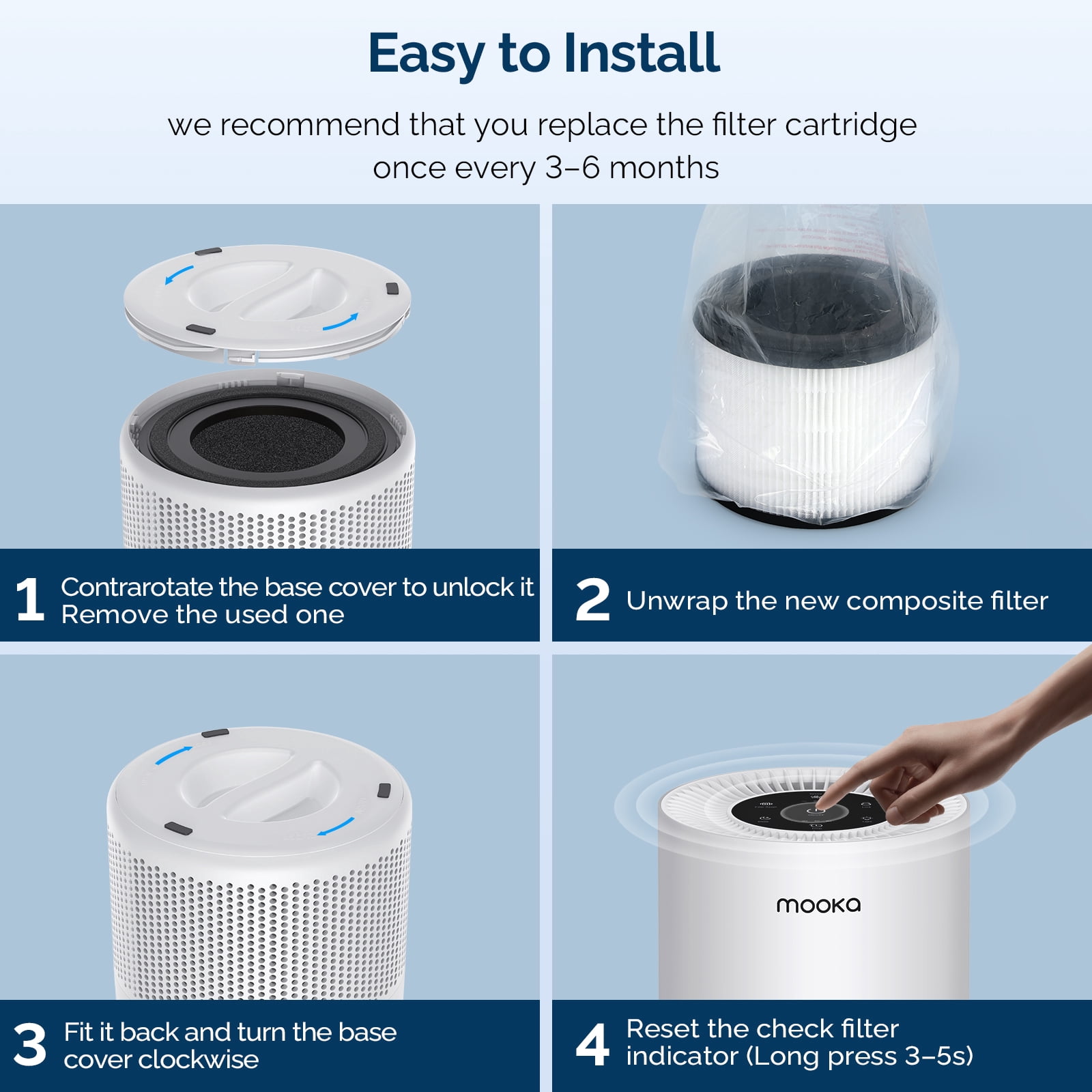 2 Pack TENKER Air Purifier Filter ，True HEPA Air Purifier Filter Replacement Compatible with TENKER AP-6980 Air Purifier
