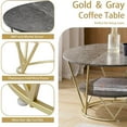 thumbnail image 4 of Table Basse Ronde de 80 cm, Faux Marbre Gris avec Cadre Doré, Rangement à 2 Niveaux pour Salon, 4 of 6