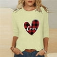 thumbnail image 2 of Penkiiy Women's Valentine's Day Fashion Printed T-shirt 3/4 Sleeves Blouse Round Neck Casual Tops XL Khaki, 2 of 5