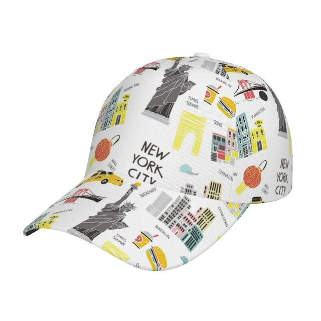 Lsque New York Pattern Baseball Cap Trucker Low Profile Hat Golf Dad Hat Adjustable Original Classic Unconstructed Plain Cap Men Women