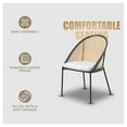 thumbnail image 6 of LeisureMod Dining Chair with Vinyl Fabric Seat and Wicker Backrest in Black Stainless Steel Legs Modern Accent Armchair Urbane Collection in Light Grey, 6 of 12