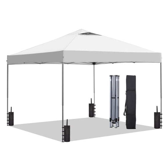 Outdoor Basic 10'x10' Pop up Canopy Tent with Adjustable Height, Outdoor Canopy with 4 Sandbags,for Events, Parties, Gatherings, Camping,White.