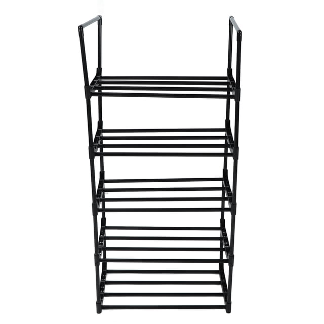 Shoe Rack, Metal Storage Organiser Stand Durable Large Capacity Removable Space Saving Free Standing Display Rack Vertical Shoe Stand For Closets, Hallway, Bedroom, Entryway, Black