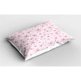 thumbnail image 2 of Ambesonne Pink and White Pillow Sham 2 Pack, Japanese Blossom, 30"x20", Rose Burgundy Hot Pink, 2 of 3