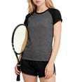 thumbnail image 3 of Zpanxa Girls Outfits Solid Color Round Neck Short Sleeve Quick Dry Athletic T Shirt with Shorts Set 9-10 Years, 3 of 5