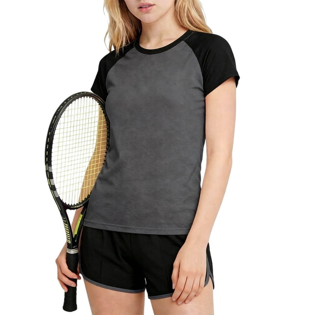 Odeerbi Juegos Atléticos Secos Rápidos Para Niñas Camiseta de Manga Raglan Dolphin Shorts Ropa Deportiva Respirable Conjunto Para 3-15 Años