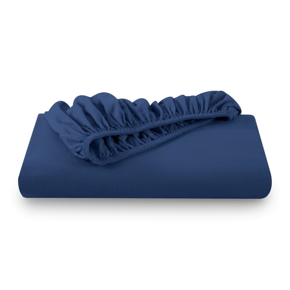 Sábana ajustable de franela Bare Home 100 % Algodón Doble Cepillado Tamaño Twin Azul Oscuro