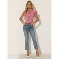 thumbnail image 3 of Blusa con lunares Allegra K cuello de lazo manga con volantes Rosa S, 3 of 5