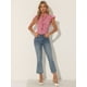thumbnail image 3 of Camisa con lunares para mujer, blusa con cuello de lazo y manga con volantes Rosa XL, 3 of 5