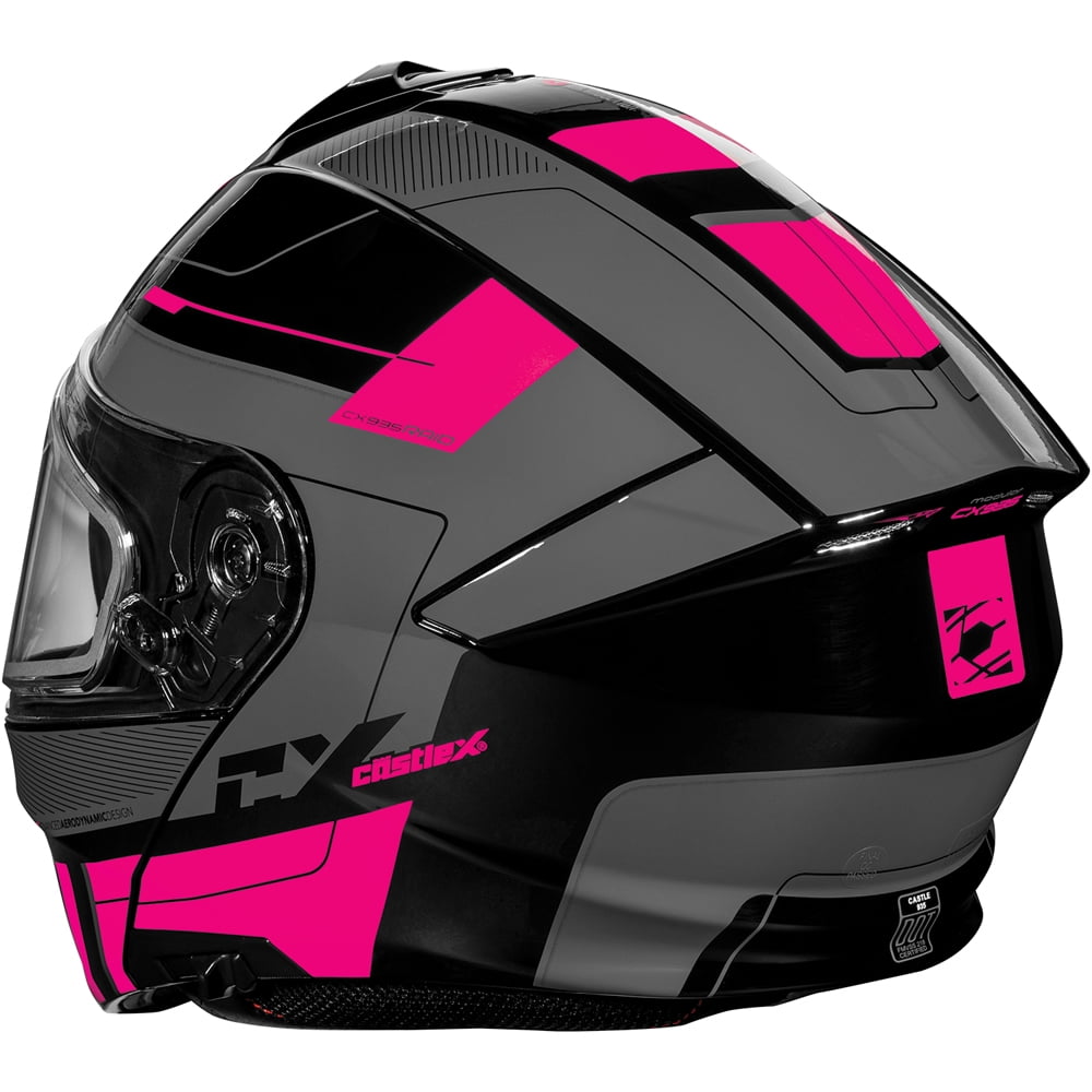 Castle CX935 Raid Modular Snow Helmet w/Heated Electric Shield Gloss Pink Glo/Charcoal SM