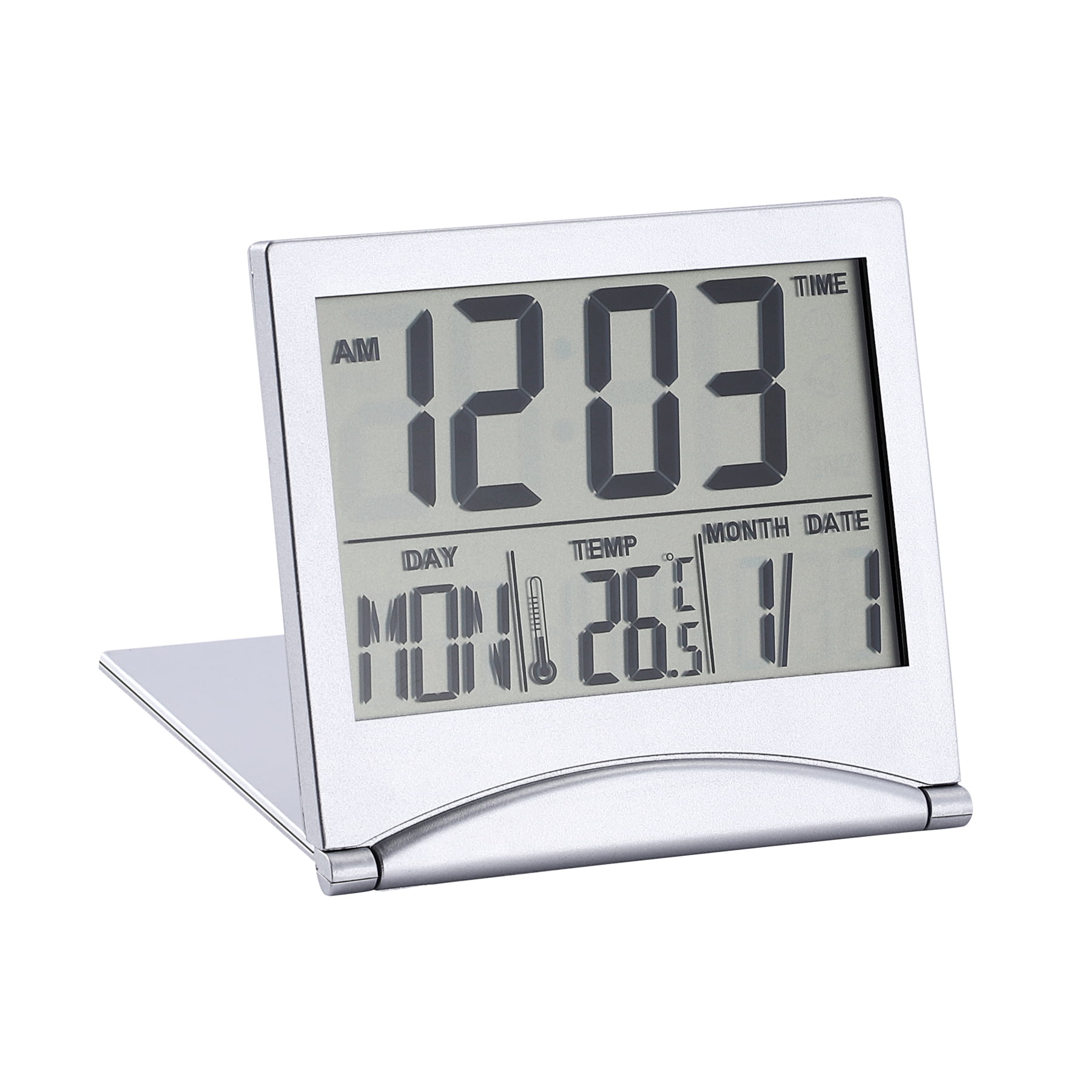 Slim Digital LCD Weather Station Folding Desk Temperature Travel Alarm Clock 