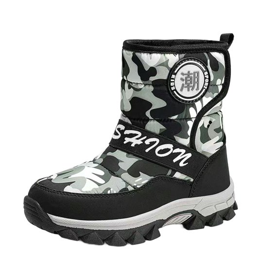 XXWXYD Baby Boots Girls Boys Snow Boots Outdoor Warm Comfortable Non Slip Mid Calf Padded Small Big Kids Winter Shoes for Fashion Breathable Classic Shoe(8-9 Years,Black)