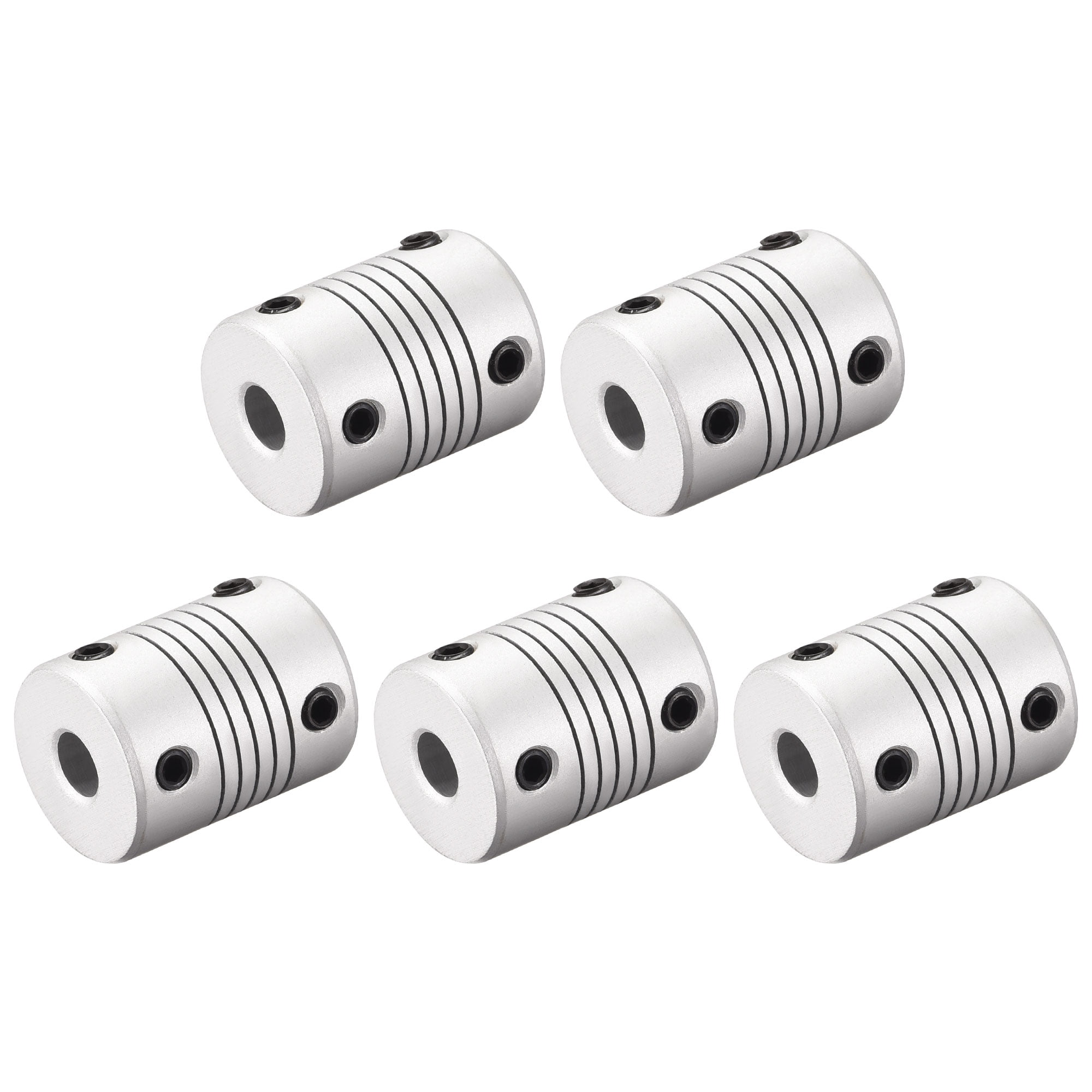 uxcell 8mm to 8mm Aluminum Alloy Shaft Coupling Flexible Coupler Motor Connector Joint L25xD19 Silver 