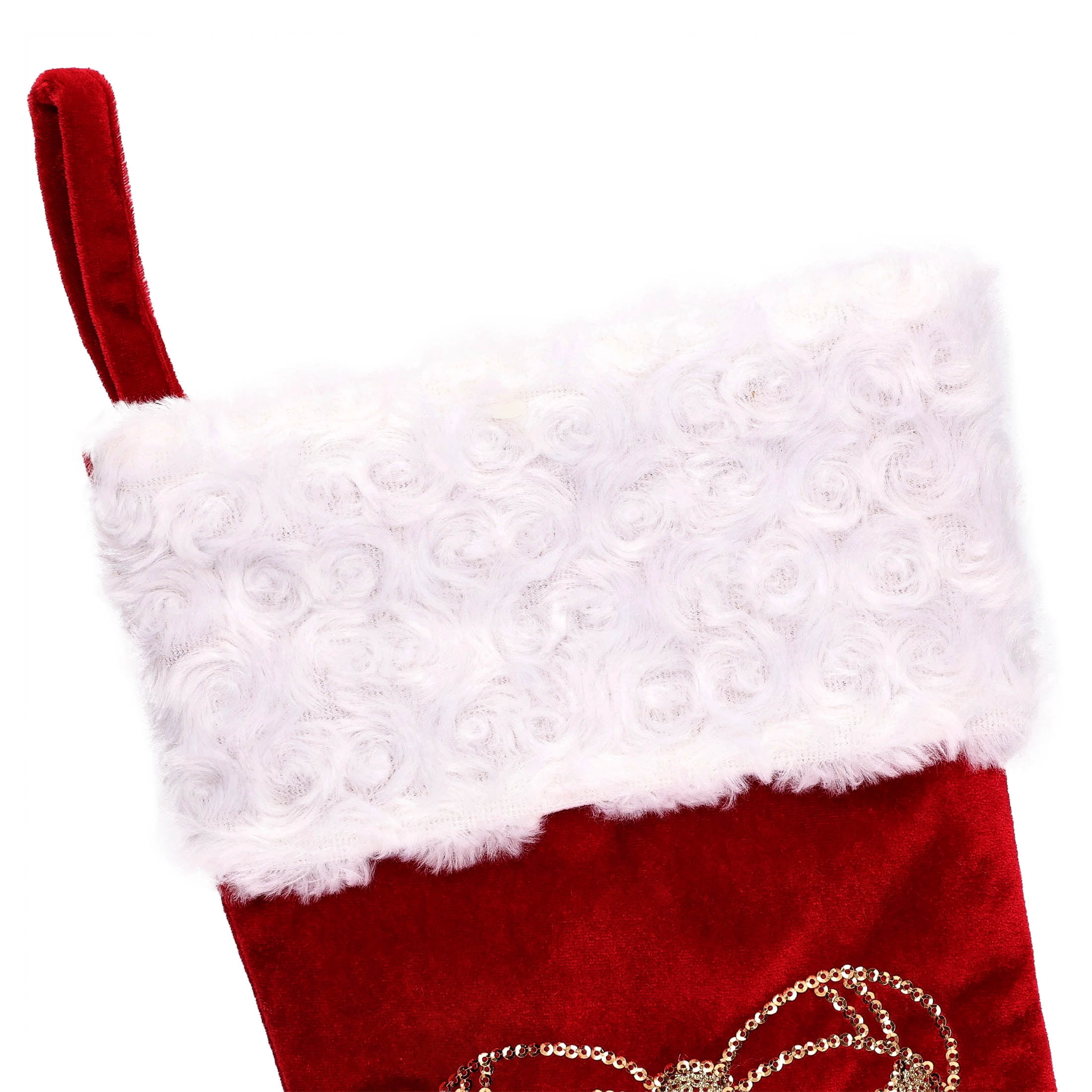 Velvet Jingle Bells Christmas Stocking, Burgundy, 18", by Holiday Time