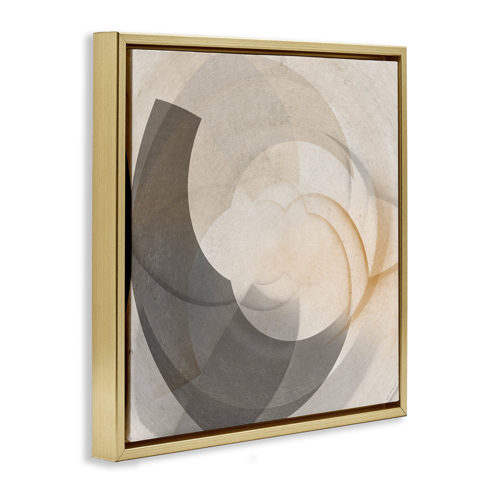 Stupell Industries Shadowed Swoop Abstraction Abstract Painting Gold Floater Framed Canvas Art Print Wall Art, 25 x 25