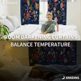 thumbnail image 5 of Navy Blue Flowers Blackout Curtains for Bedroom/Living Room, Thermal Insulated Kitchen Curtains, Spring Vintage Floral Leaves Farmhouse Grommet Darkening Window Treatment Drapes 52"x63"x2, 5 of 8