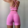 thumbnail image 4 of REALiKUN Women Seamless Yoga Outfits 2 Piece Workout Short Sleeve Crop Top with High Waisted Running Shorts Sets Pink XL, 4 of 8