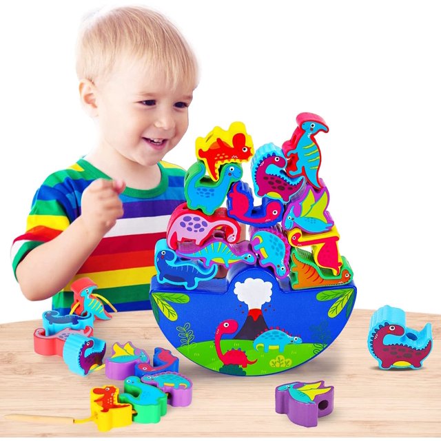 Wooden Stacking Dinosaur Toys STEM Building Blocks Montessori Toys