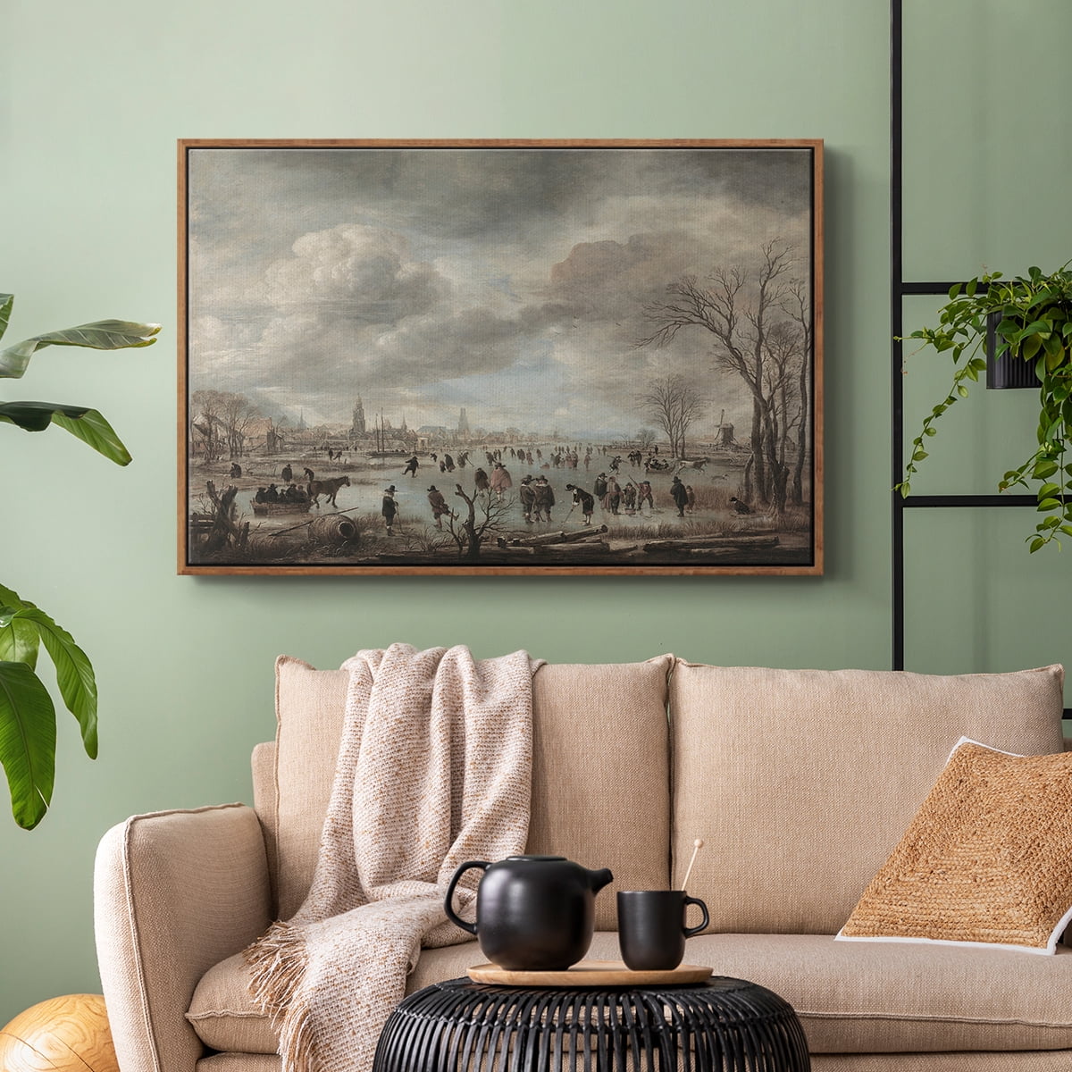 Vintage Landscape-CCCLXXXI By Wexford Home Framed in Walnut Wood Gallery Wrapped Canvas 25 in. x 37 in.