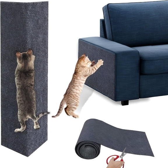 XIBUFE 2026 New Cat Scratch Mat,15.7" X 78.7" Self-Adhesive Cat Scratching Post Carpet Replacement,Cat Scratch Furniture Protector for Couch Sofa,Diy Cat Tree Carpet Climbing Cat Scratcher,Dark Gray
