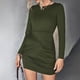 thumbnail image 5 of Moda Mujer Casual Cuello Redondo Color Sólido Manga Larga Vestido Ajustado Pompotops  hdfakjf3762, 5 of 9