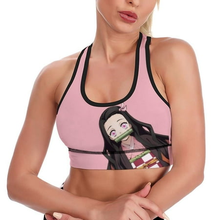 Demon Slayer Nezuko Anime Women s Sports Bras Padded Crop Top Workout Slimming Yoga Tank Tops Camisole Vest Activewear Fitness Running Racerback With Built In Bra