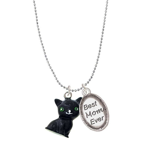 Delight Jewelry Resin Black Cat Best Mom Ever Charm Necklace