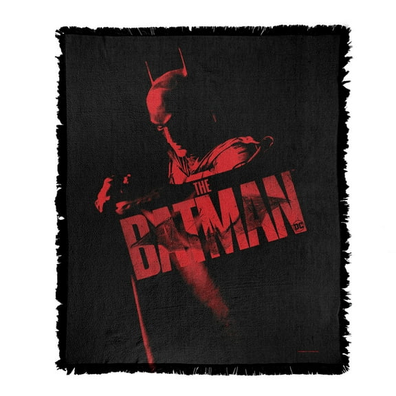 The Batman (2022) Blanket, 50'x60' Monochromatic Red Woven Tapestry Cotton Blend Fringed Throw