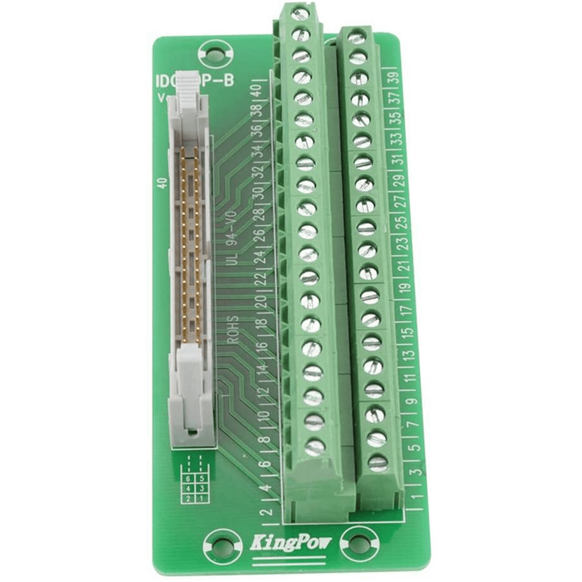 2X IDC40P 40Pin Connector Strip Breakout Board Terminal Block Plug PLC Interface with Bracket, for PLC, DIN Rail Mount