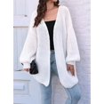 thumbnail image 6 of Osfvolr Women'S V-Neck Open Front Chunky Cardigan Lantern Long Sleeve Oversized Knit Outwear with Pocket White One Size, 6 of 8