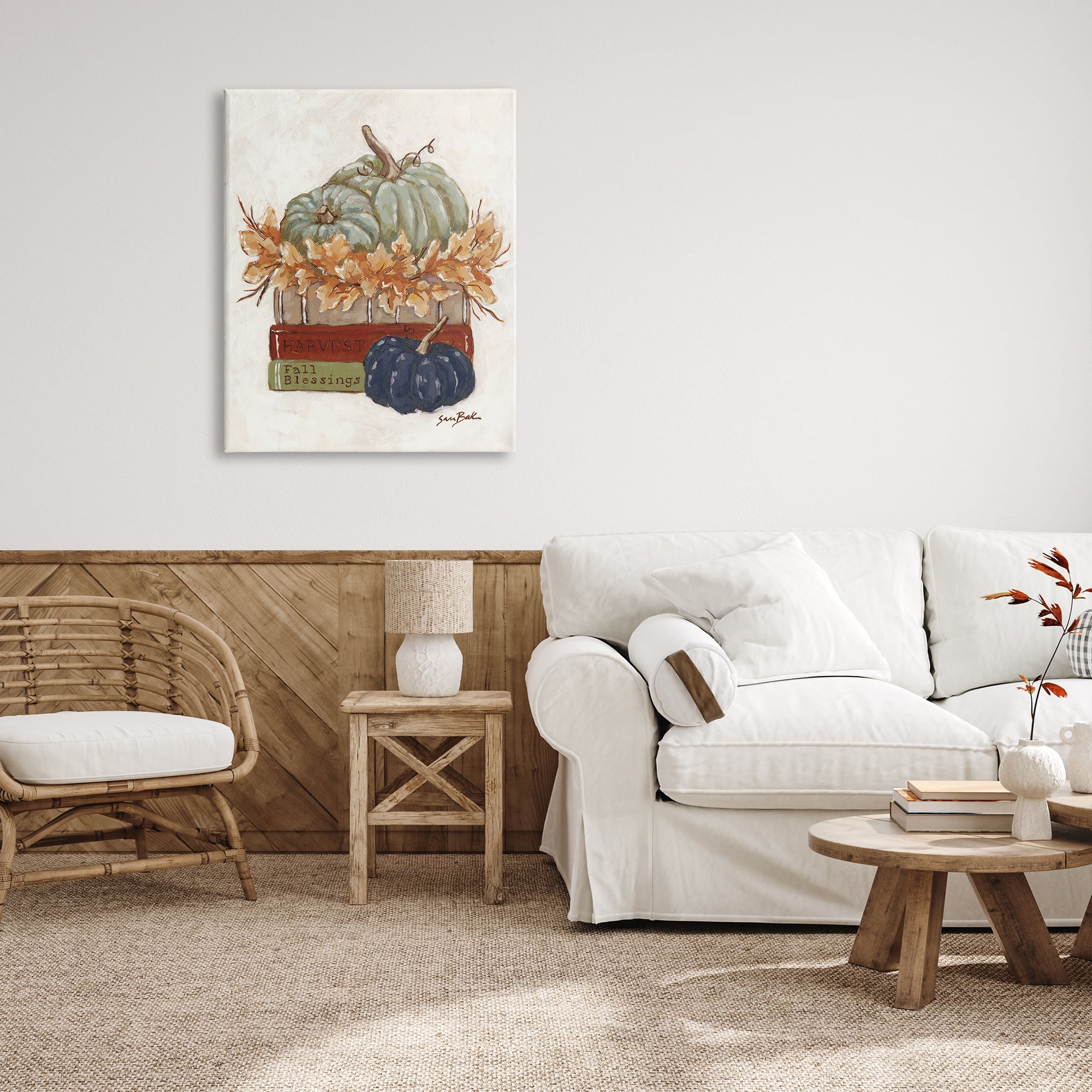 Stupell Industries Fall Blessings Pumpkins Botanical & Floral Painting Gallery Wrapped Canvas Print Wall Art, 30 x 40