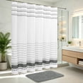 thumbnail image 2 of FRAMICS Striped Tassel Shower Curtain Sets with Bath Rug, Boho Farmhouse Water-Repellent Fabric Bathroom Sets with Hooks, Gray, 72" x 72", 2 of 10