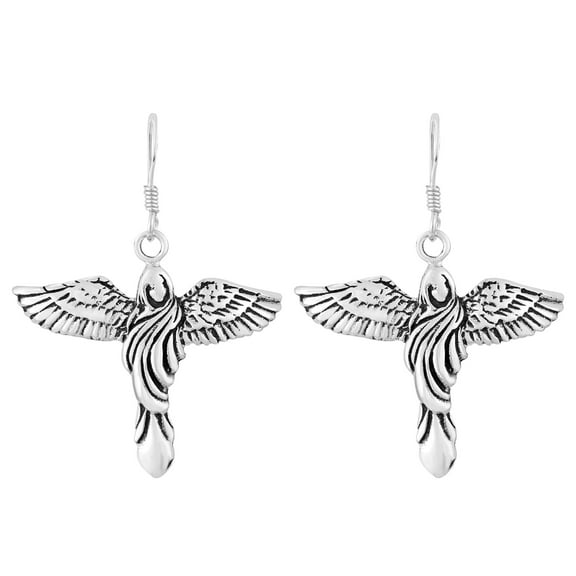Heavenly Elegance Celestial Angel .925 Sterling Silver Dangle Earrings for Female Adult