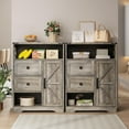 thumbnail image 6 of Fameill Farmhouse Storage Cabinet with 2 Drawers & Shelves,Freestanding Kitchen Cabinet with Doors,Floor Storage Organization for Living Room,Bathroom,Laundry,Grey, 6 of 16