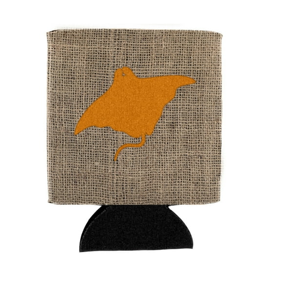 Manta ray Burlap and Orange BB1014 Can or Bottle Hugger
