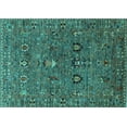 thumbnail image 1 of Ahgly Company Machine Washable Indoor Rectangle Oriental Turquoise Blue Industrial Area Rugs, 4' x 6', 1 of 4