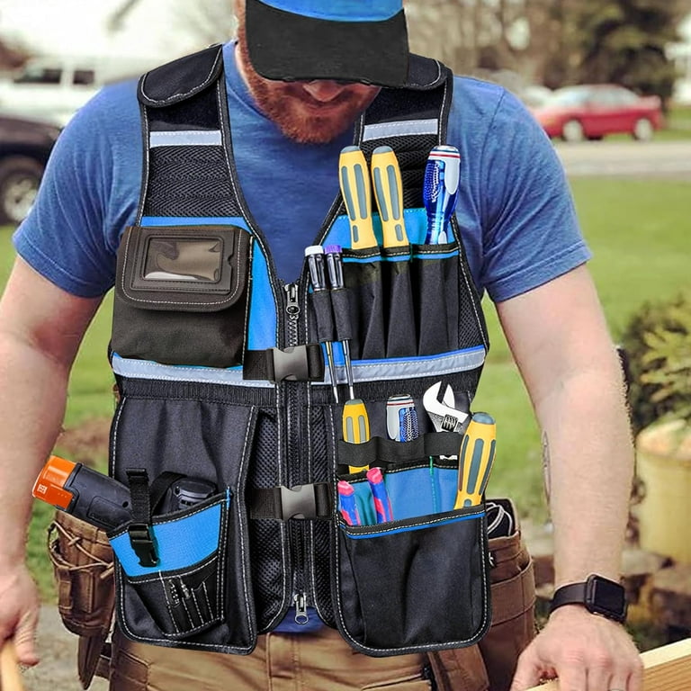 Tool Vest Electrician, 15 Pockets Tool Vest for Handyman