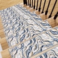 thumbnail image 5 of LOKHOM 15 Pack 8"x30" Abstract Stair Treads for Wooden Steps Indoor Non Slip Stair Carpet for Kids Elders and Pets, Blue, 5 of 8